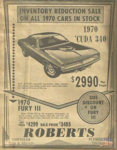 1970 Plymouth Barracuda Cuda Vintage Ads E Bodies