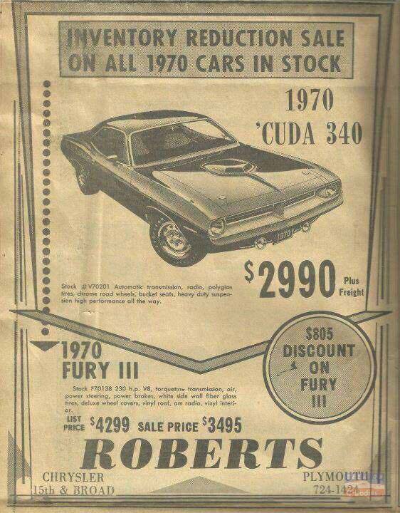 1970 Plymouth Barracuda Cuda Vintage Ads E Bodies