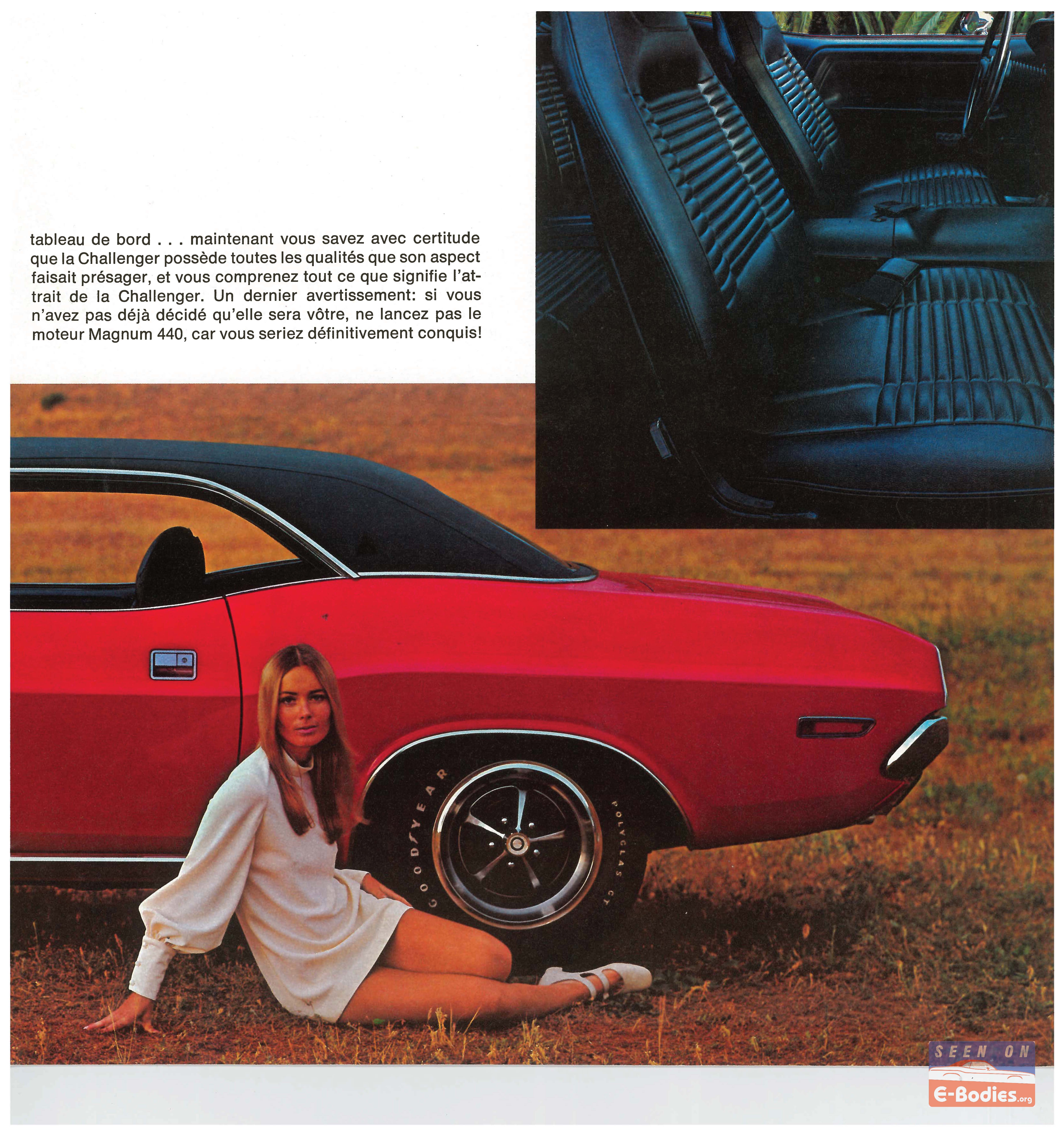 E-Body Brochure 1970 Dodge Challenger Brochure French Canadian Canada